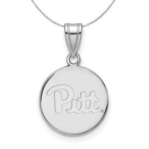Sterling Silver U. of Pittsburgh Medium Disc Necklace - 24 Inch